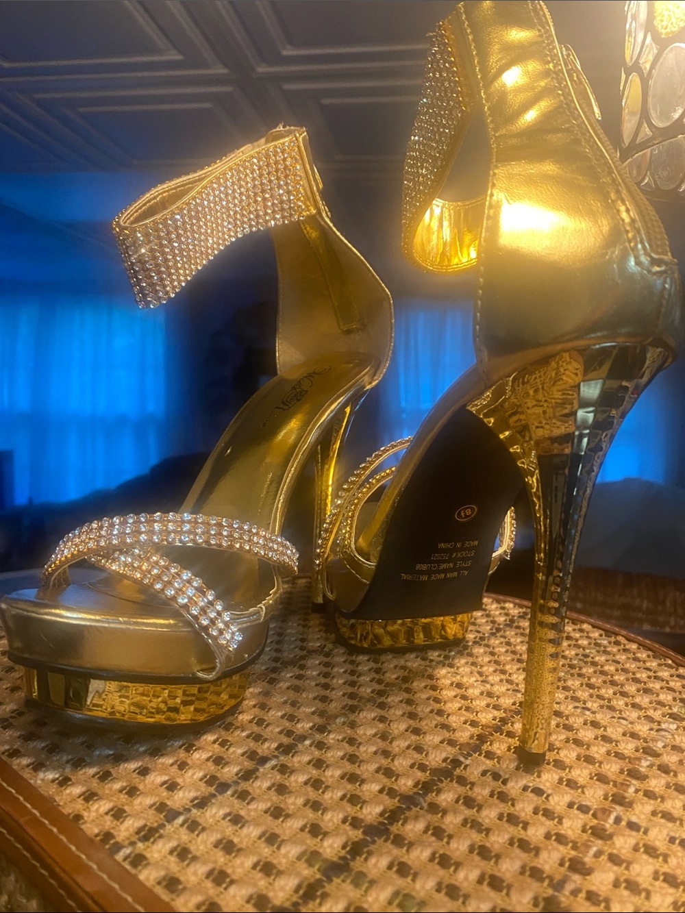 Wild Rose Gold Ankle Strap Shoes Stiletto size 8.5